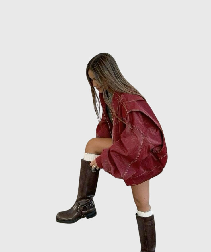 Faye™ - Oversized Kožená Bunda