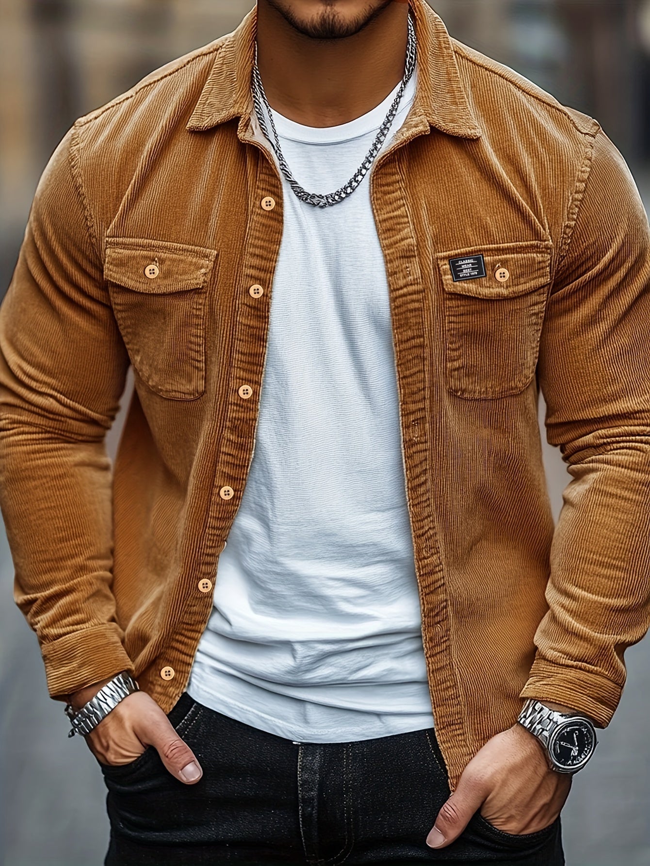 Felipe - Casual kordurové košile s knoflíky