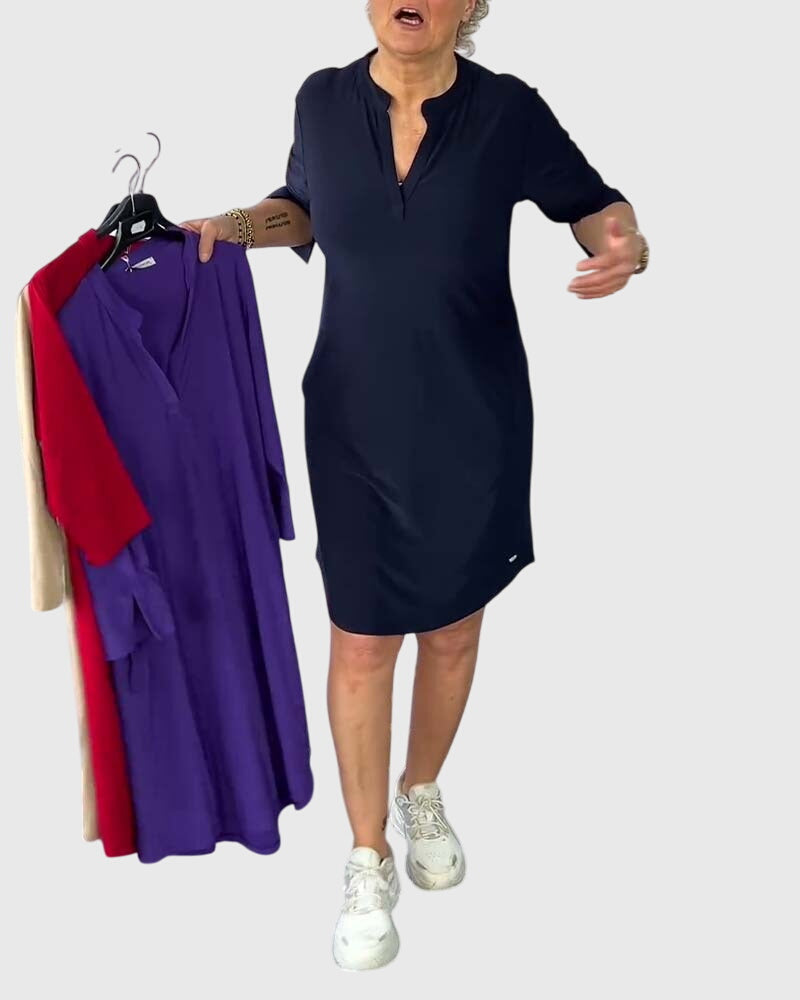 Katherine | Pevné šaty s V výstřihem