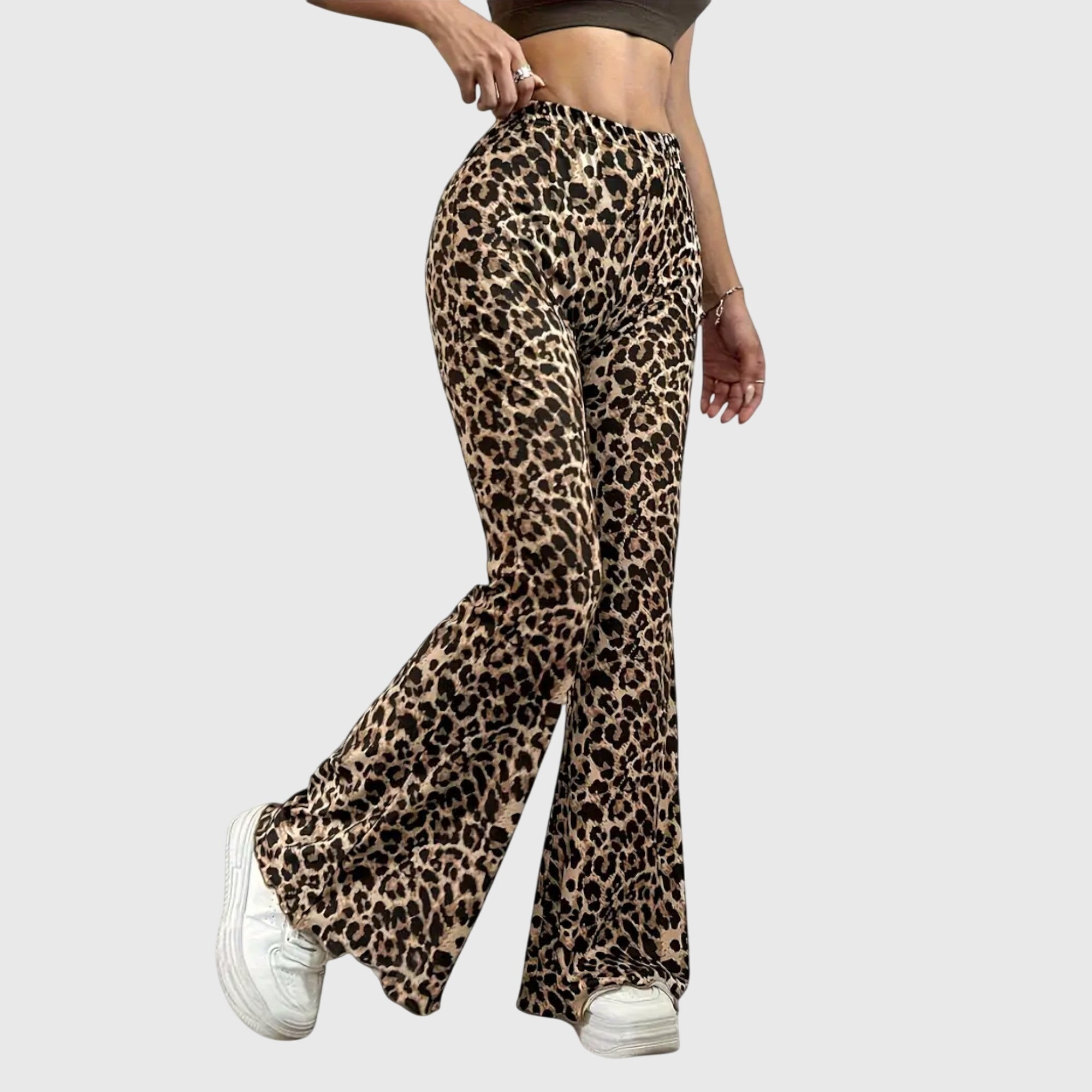 Kalhoty Bootcut s leopardím vzorem