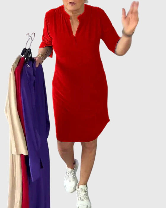 Katherine | Pevné šaty s V výstřihem