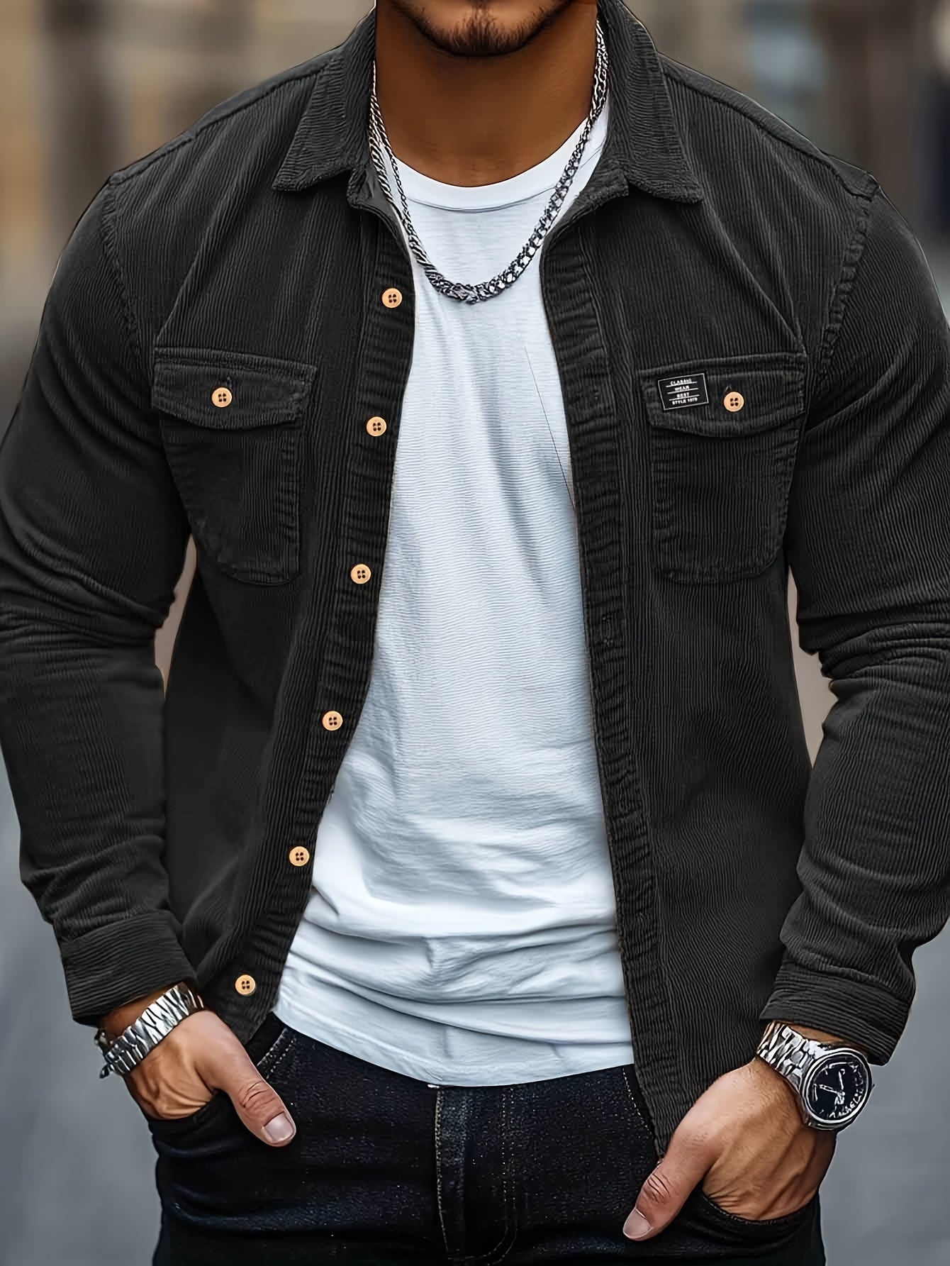 Felipe - Casual kordurové košile s knoflíky