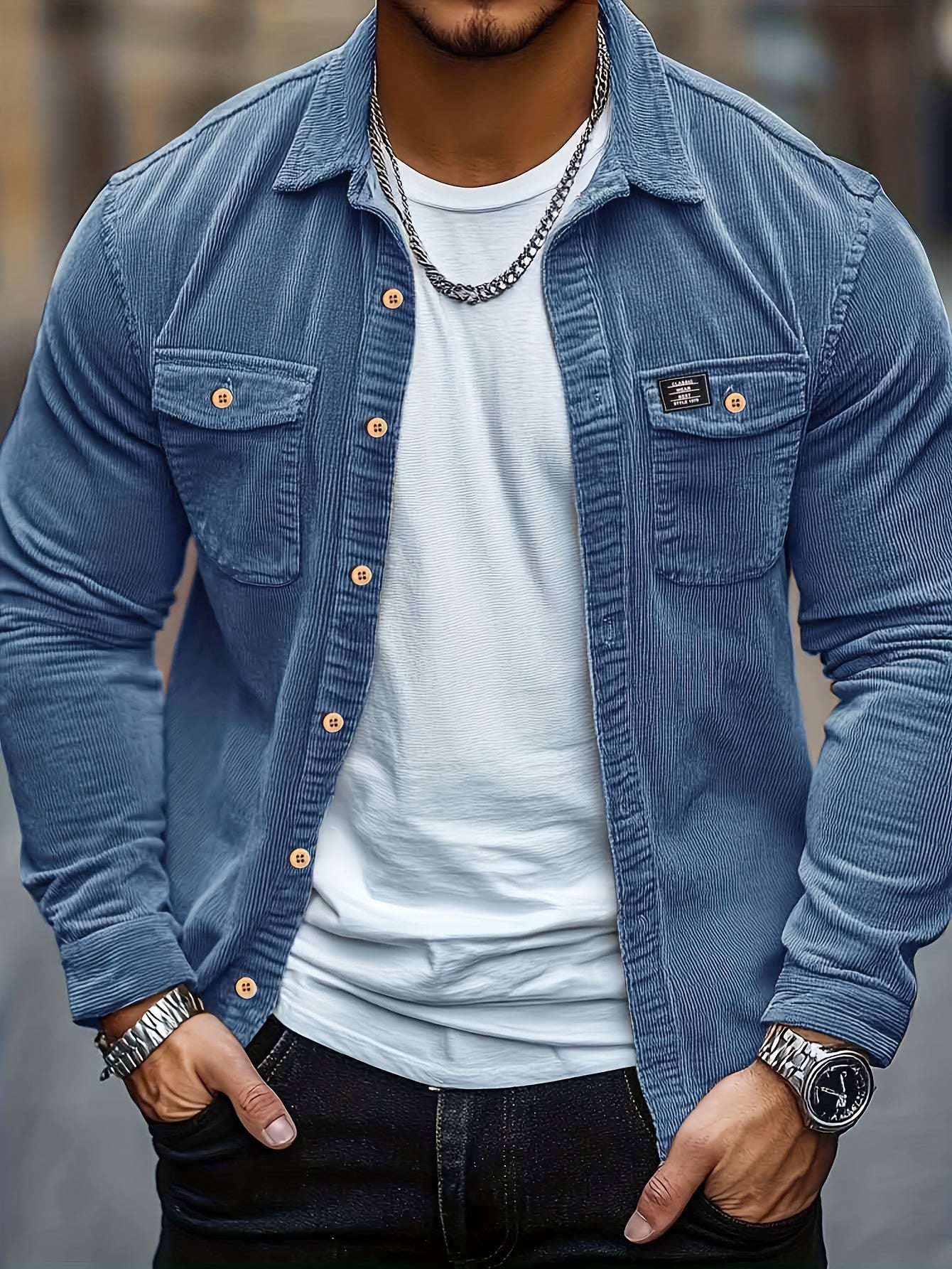 Felipe - Casual kordurové košile s knoflíky