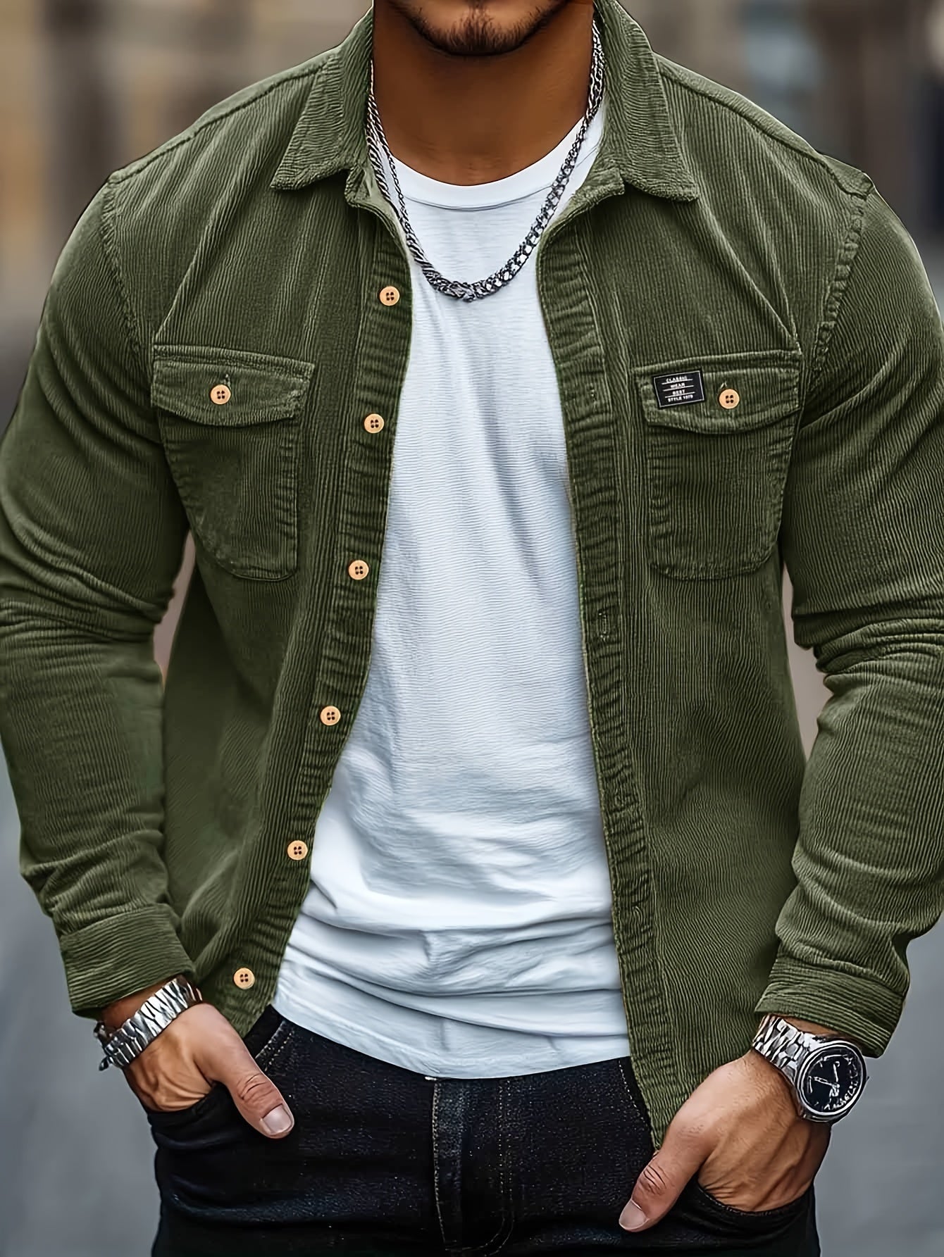 Felipe - Casual kordurové košile s knoflíky