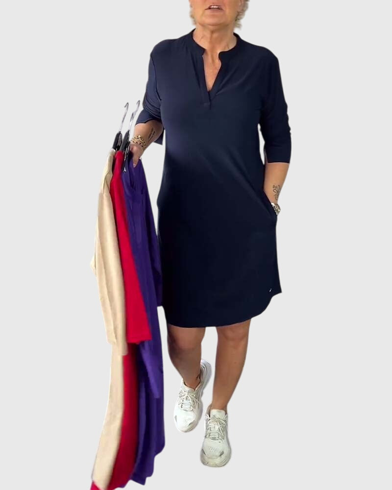 Katherine | Pevné šaty s V výstřihem